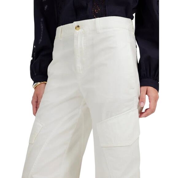 NWT J.Crew White Barrel-Leg Utility Cargo Pants Cotton Twill Size 12 - Picture 5 of 10